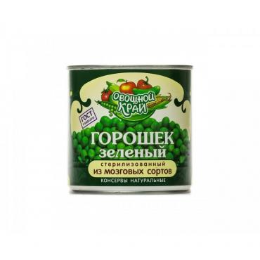 Горошек зеленый консервированный Овощной край банка 400 гр.