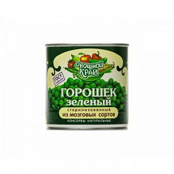 Горошек зеленый консервированный Овощной край банка 400 гр.